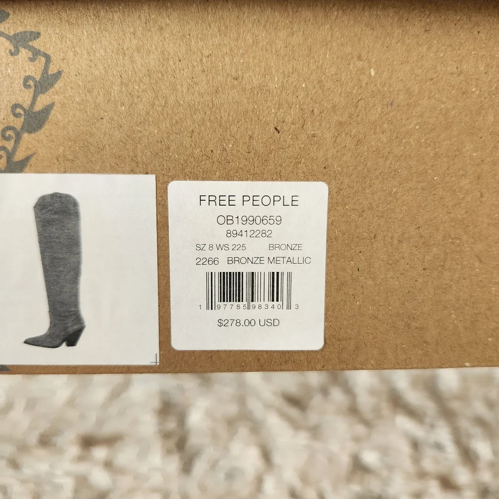 Free People Triple Crown Over the Knee Boot Bronze‎ Metallic Women's Size 8